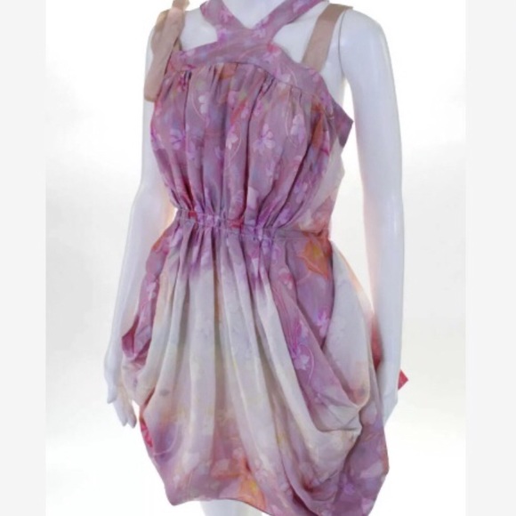 🔥STEAL🔥Nina Ricci Silk Halter Bubble Hem Dress - Picture 1 of 7